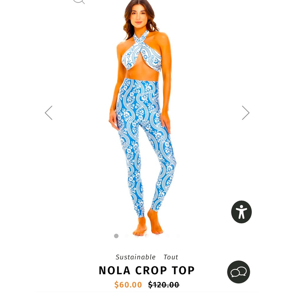 Agua Bendita blue and white crop top